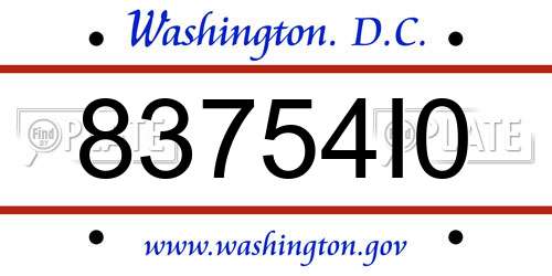 83754I0 District Of Columbia License Plate