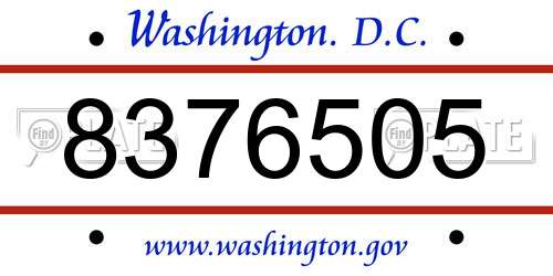 8376505 District Of Columbia License Plate