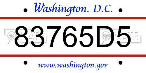83765D5 District Of Columbia License Plate