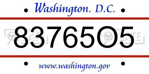 83765O5 District Of Columbia License Plate