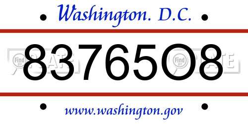83765O8 District Of Columbia License Plate