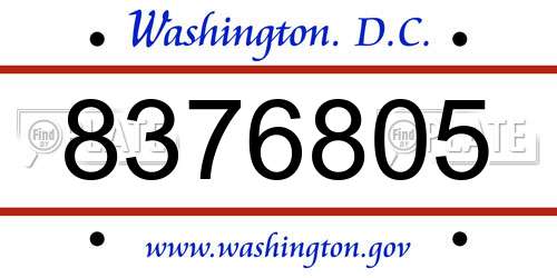 8376805 District Of Columbia License Plate