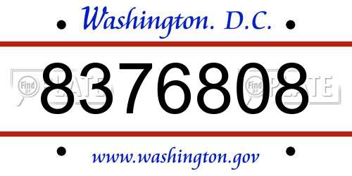 8376808 District Of Columbia License Plate