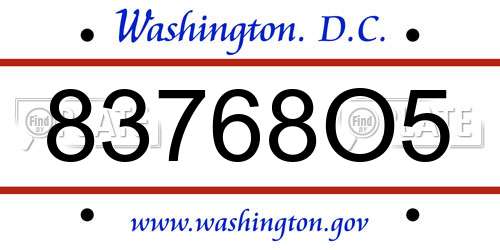 83768O5 District Of Columbia License Plate