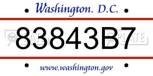 83843B7 District Of Columbia License Plate