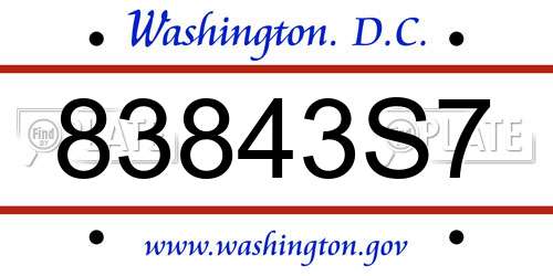 83843S7 District Of Columbia License Plate