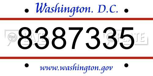 8387335 District Of Columbia License Plate