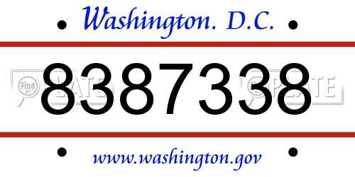 8387338 District Of Columbia License Plate
