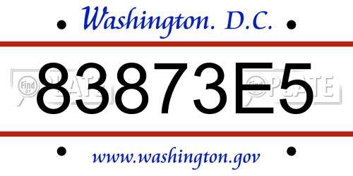 83873E5 District Of Columbia License Plate