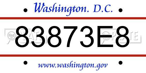 83873E8 District Of Columbia License Plate