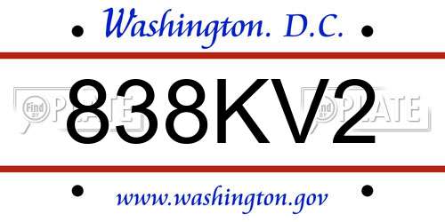 838KV2 District Of Columbia License Plate