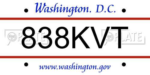 838KVT District Of Columbia License Plate