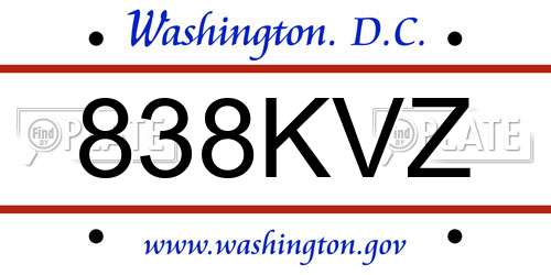 838KVZ District Of Columbia License Plate