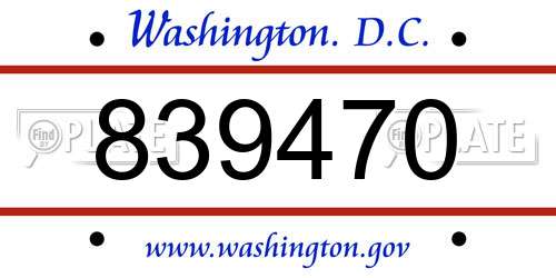 839470 District Of Columbia License Plate