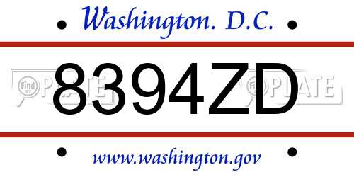 8394ZD District Of Columbia License Plate