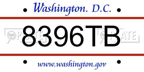 8396TB District Of Columbia License Plate