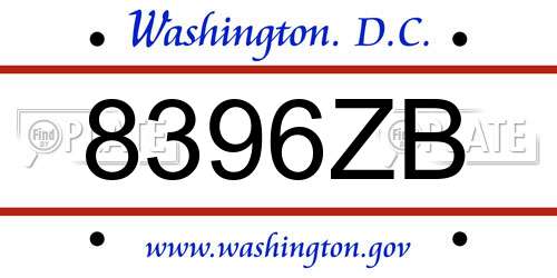 8396ZB District Of Columbia License Plate