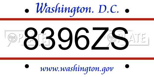 8396ZS District Of Columbia License Plate