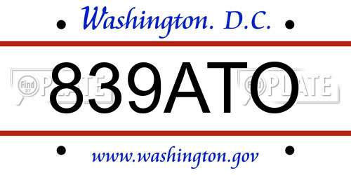 839ATO District Of Columbia License Plate