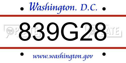 839G28 District Of Columbia License Plate