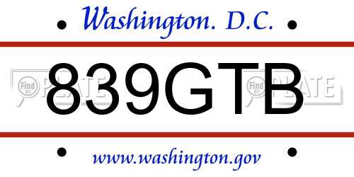 839GTB District Of Columbia License Plate