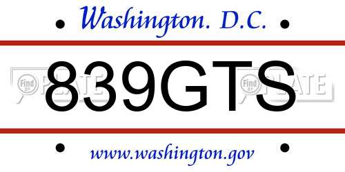 839GTS District Of Columbia License Plate