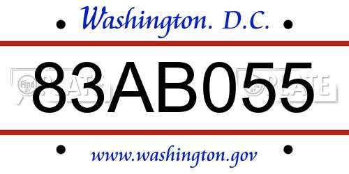 83AB055 District Of Columbia License Plate