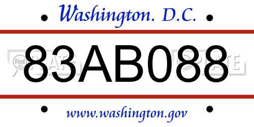 83AB088 District Of Columbia License Plate