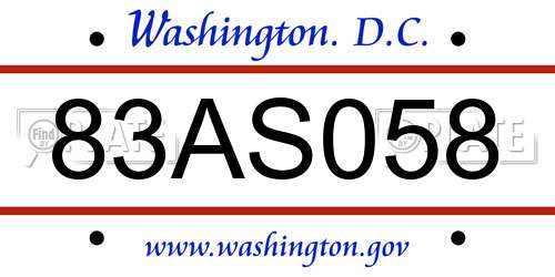 83AS058 District Of Columbia License Plate
