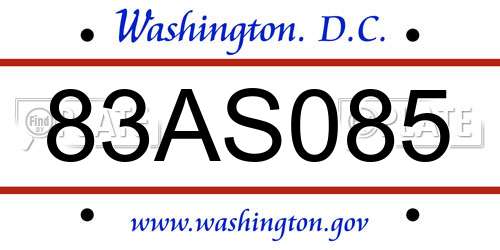 83AS085 District Of Columbia License Plate