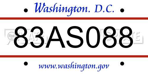83AS088 District Of Columbia License Plate
