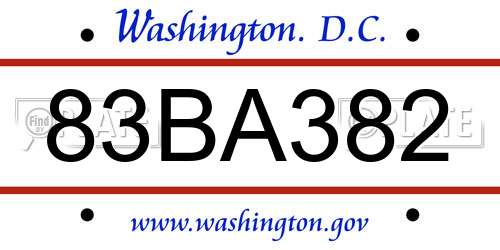 83BA382 District Of Columbia License Plate