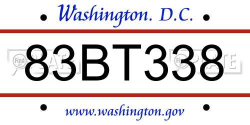 83BT338 District Of Columbia License Plate
