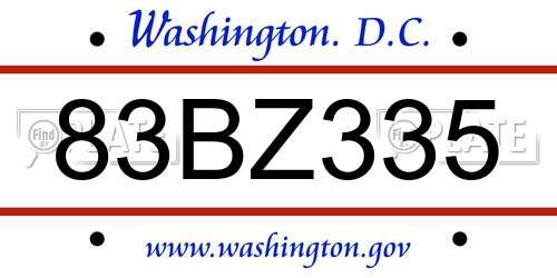 83BZ335 District Of Columbia License Plate