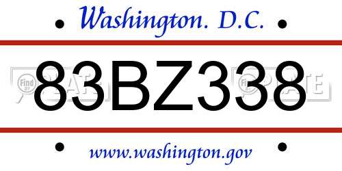 83BZ338 District Of Columbia License Plate