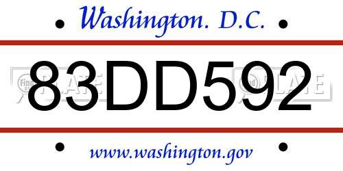 83DD592 District Of Columbia License Plate