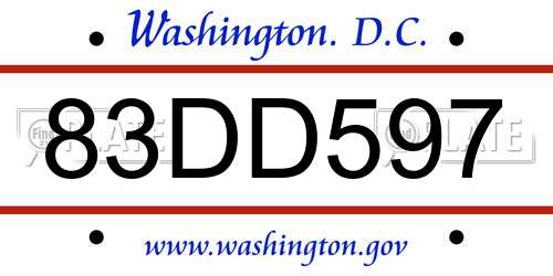 83DD597 District Of Columbia License Plate
