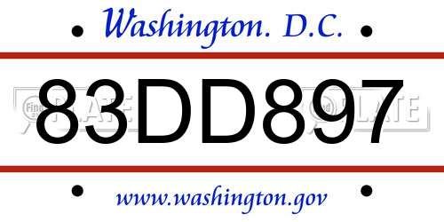 83DD897 District Of Columbia License Plate