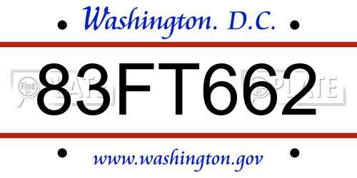 83FT662 District Of Columbia License Plate