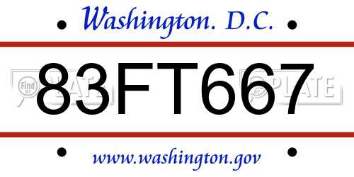 83FT667 District Of Columbia License Plate
