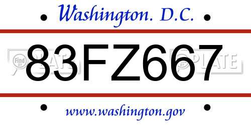 83FZ667 District Of Columbia License Plate