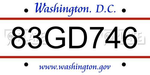 83GD746 District Of Columbia License Plate