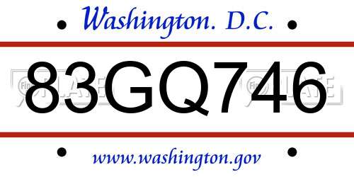 83GQ746 District Of Columbia License Plate