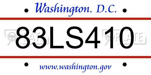 83LS410 District Of Columbia License Plate