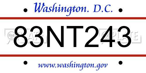 83NT243 District Of Columbia License Plate
