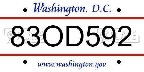 83OD592 District Of Columbia License Plate
