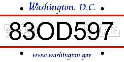 83OD597 District Of Columbia License Plate
