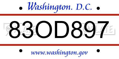 83OD897 District Of Columbia License Plate