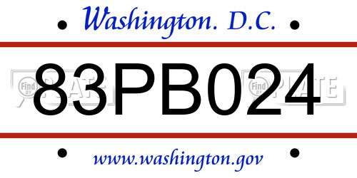 83PB024 District Of Columbia License Plate