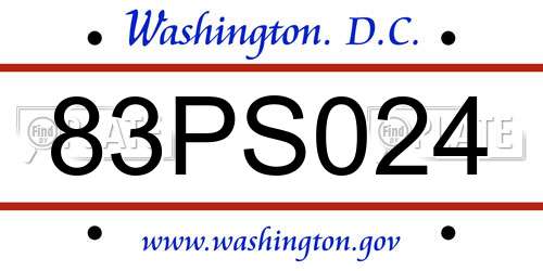 83PS024 District Of Columbia License Plate